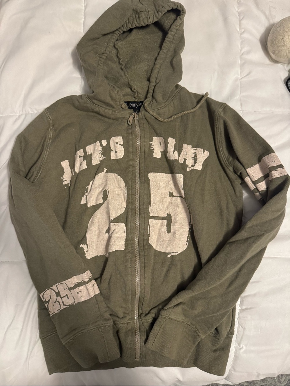 Olive Green 'Let's Play 25' Zip Hoodie